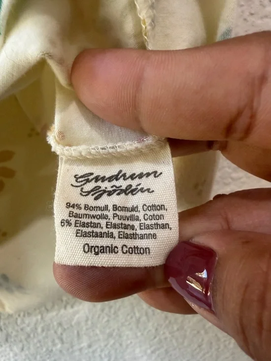 Gudrun Sjoden Ester Short Sleeve Top Blouse M Organic Cotton Floral Lightweigt - Picture 3 of 6